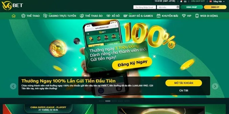 Điền thông tin tài khoản để thực hiện đăng nhập V9BET